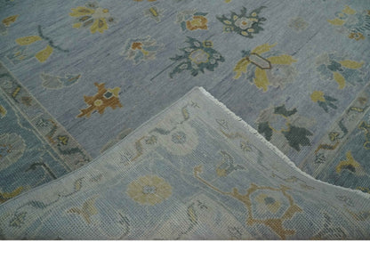 Antique Style Silver and Gray Traditional Hand knotted Oushak Custom Made wool Rug.