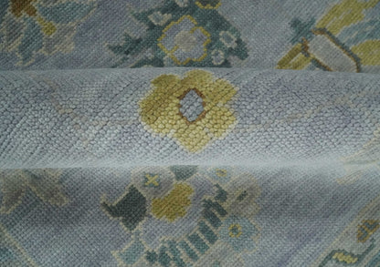 Antique Style Silver and Gray Traditional Hand knotted Oushak Custom Made wool Rug.