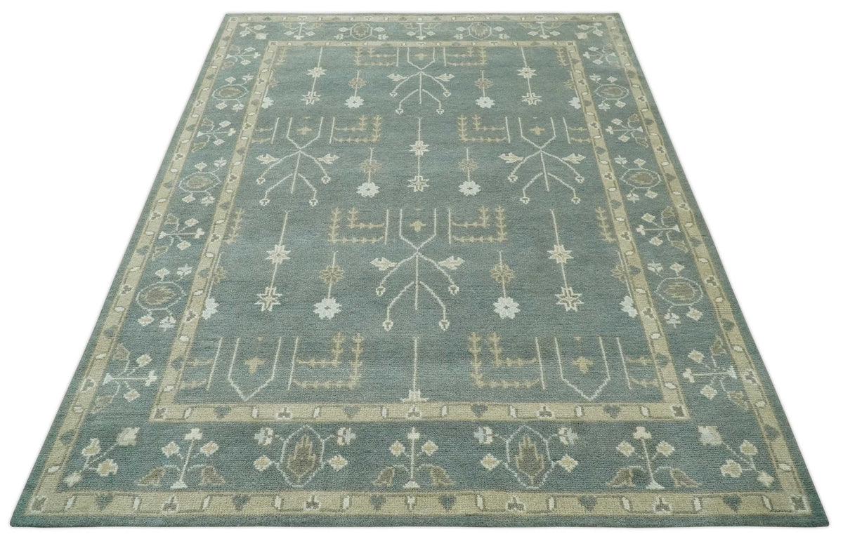 Antique Style Tree of life Gray, Beige and Silver Traditional Hand Knotted Custom Made wool Area Rug.