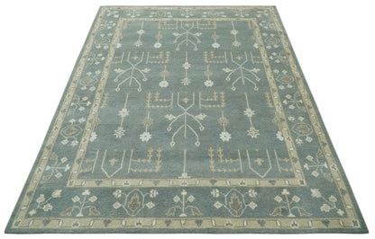 Antique Style Tree of life Gray, Beige and Silver Traditional Hand Knotted Custom Made wool Area Rug.