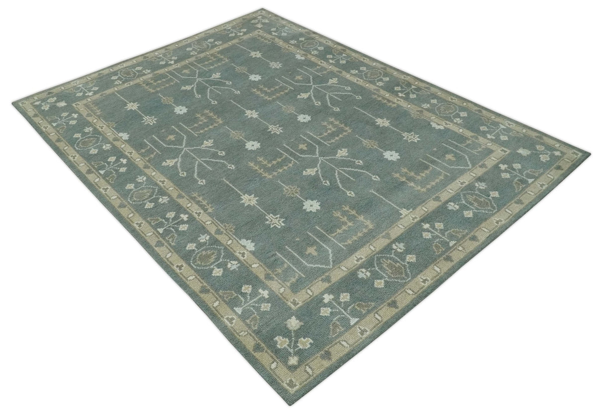 Antique Style Tree of life Gray, Beige and Silver Traditional Hand Knotted Custom Made wool Area Rug.