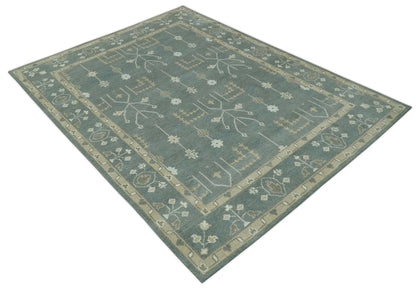 Antique Style Tree of life Gray, Beige and Silver Traditional Hand Knotted Custom Made wool Area Rug.