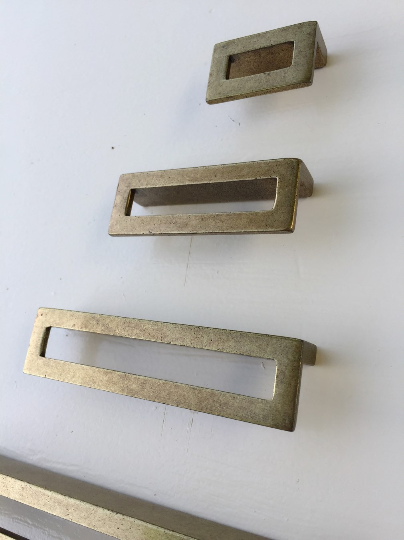 Linea Aged Brass Drawer Pulls.
