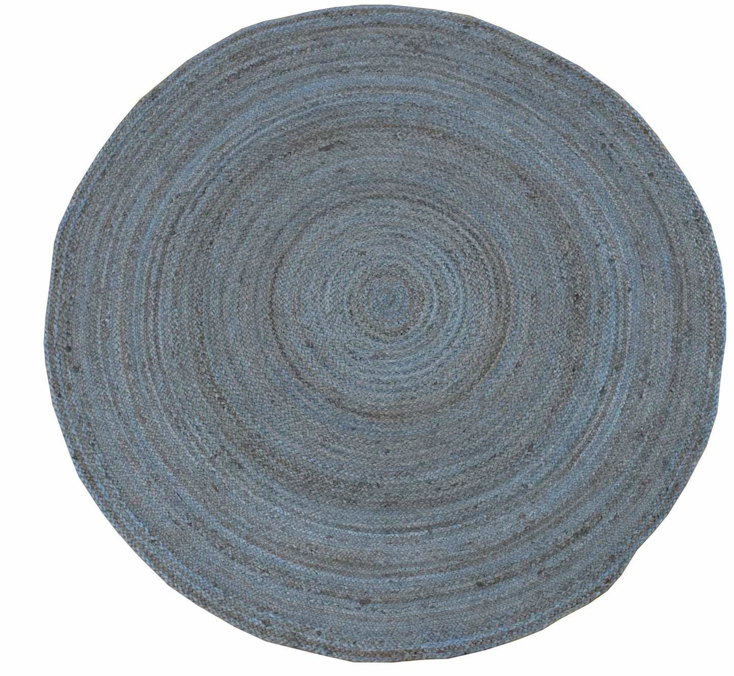 The Rug Decor Area Rug 3x3 100% All Natural Fiber Hand Braided Boho Blue Round Jute Rug 100% All Natural Fiber Hand Braided Boho Blue Round Jute Rug