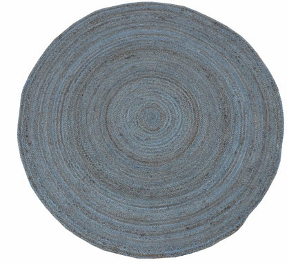 The Rug Decor Area Rug 3x3 100% All Natural Fiber Hand Braided Boho Blue Round Jute Rug 100% All Natural Fiber Hand Braided Boho Blue Round Jute Rug