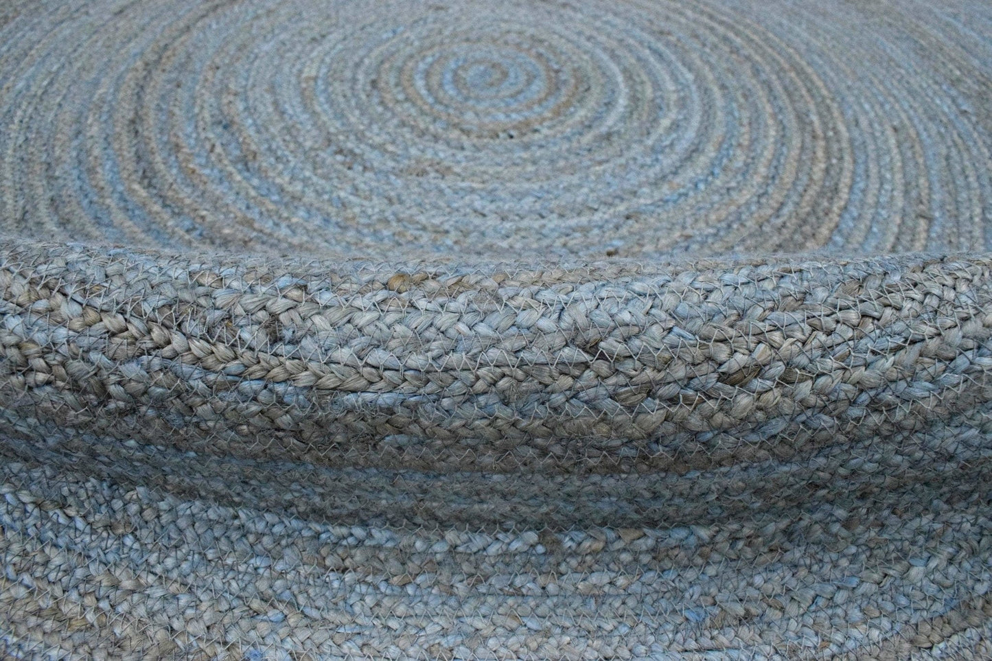 The Rug Decor Area Rug 100% All Natural Fiber Hand Braided Boho Blue Round Jute Rug 100% All Natural Fiber Hand Braided Boho Blue Round Jute Rug