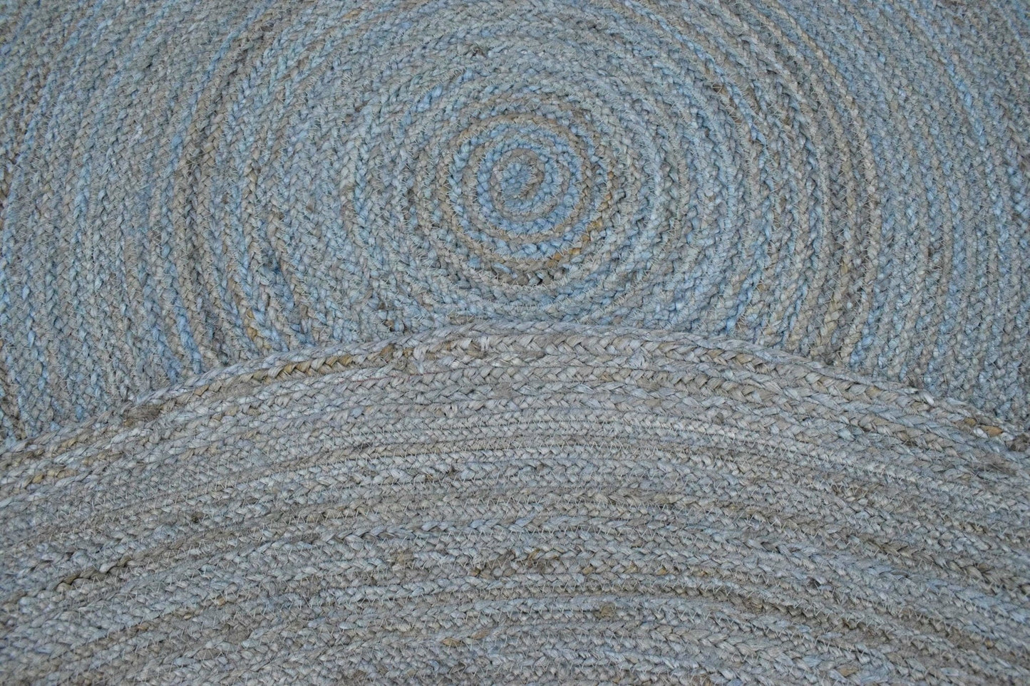 The Rug Decor Area Rug 100% All Natural Fiber Hand Braided Boho Blue Round Jute Rug 100% All Natural Fiber Hand Braided Boho Blue Round Jute Rug