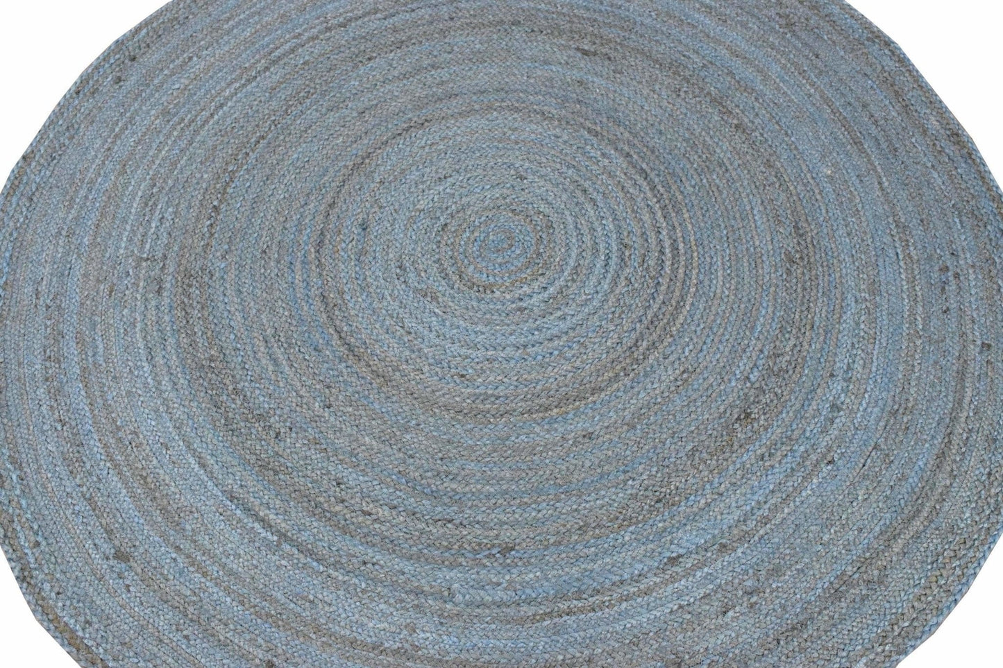 The Rug Decor Area Rug 100% All Natural Fiber Hand Braided Boho Blue Round Jute Rug 100% All Natural Fiber Hand Braided Boho Blue Round Jute Rug