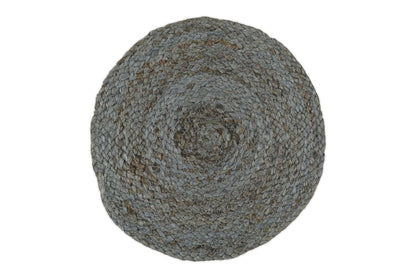 The Rug Decor Area Rug 1x1 Swatch 100% All Natural Fiber Hand Braided Boho Blue Round Jute Rug 100% All Natural Fiber Hand Braided Boho Blue Round Jute Rug