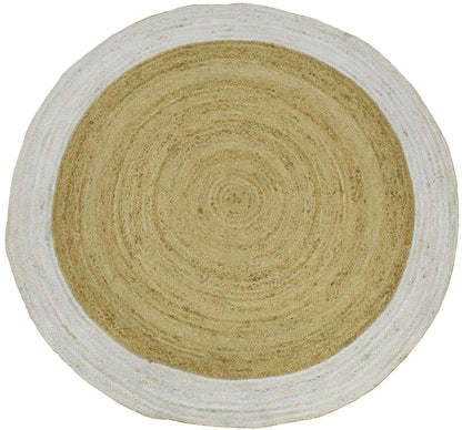 The Rug Decor Area Rug 3x3 100% ALL NATURAL FIBER HAND BRAIDED BOHO WHITE ROUND JUTE RUG 100% ALL NATURAL FIBER HAND BRAIDED BOHO WHITE ROUND JUTE RUG