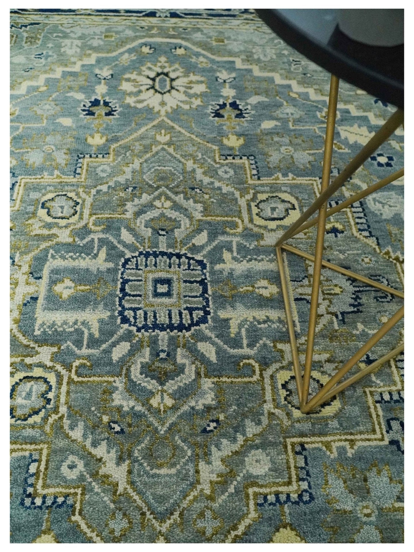 The Rug Decor Area Rug Antique design Gray, Olive and Blue Traditional Hand Knotted Custom Made wool Rug Antique design Gray, Olive and Blue Traditional Hand Knotted Custom Made wool Rug