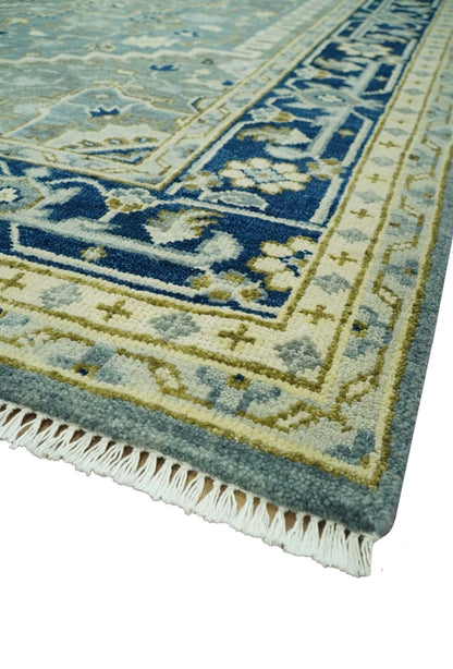 The Rug Decor Area Rug Antique design Gray, Olive and Blue Traditional Hand Knotted Custom Made wool Rug Antique design Gray, Olive and Blue Traditional Hand Knotted Custom Made wool Rug