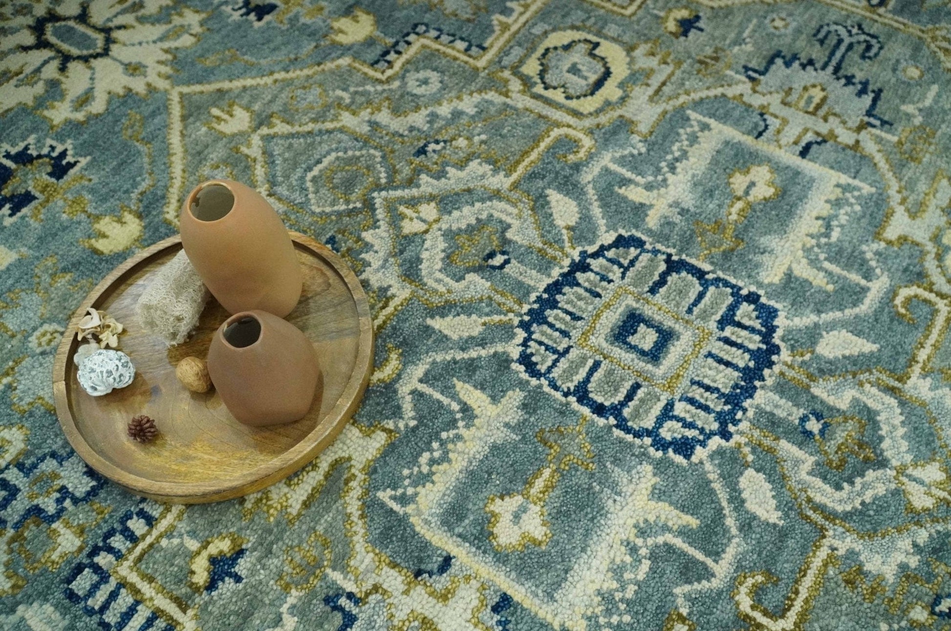 The Rug Decor Area Rug Antique design Gray, Olive and Blue Traditional Hand Knotted Custom Made wool Rug Antique design Gray, Olive and Blue Traditional Hand Knotted Custom Made wool Rug