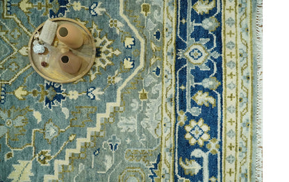 The Rug Decor Area Rug Antique design Gray, Olive and Blue Traditional Hand Knotted Custom Made wool Rug Antique design Gray, Olive and Blue Traditional Hand Knotted Custom Made wool Rug