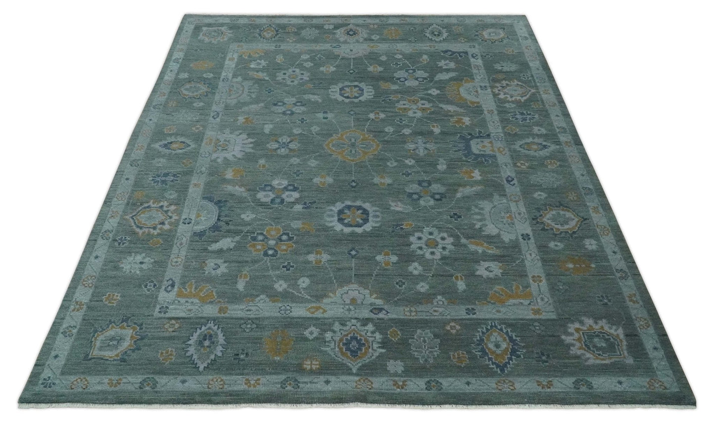 The Rug Decor Area Rug Antique Finish Gray Hand knotted Traditional Oushak Custom Made wool Area Rug Antique Finish Gray Hand knotted Traditional Oushak Custom Made wool Area Rug