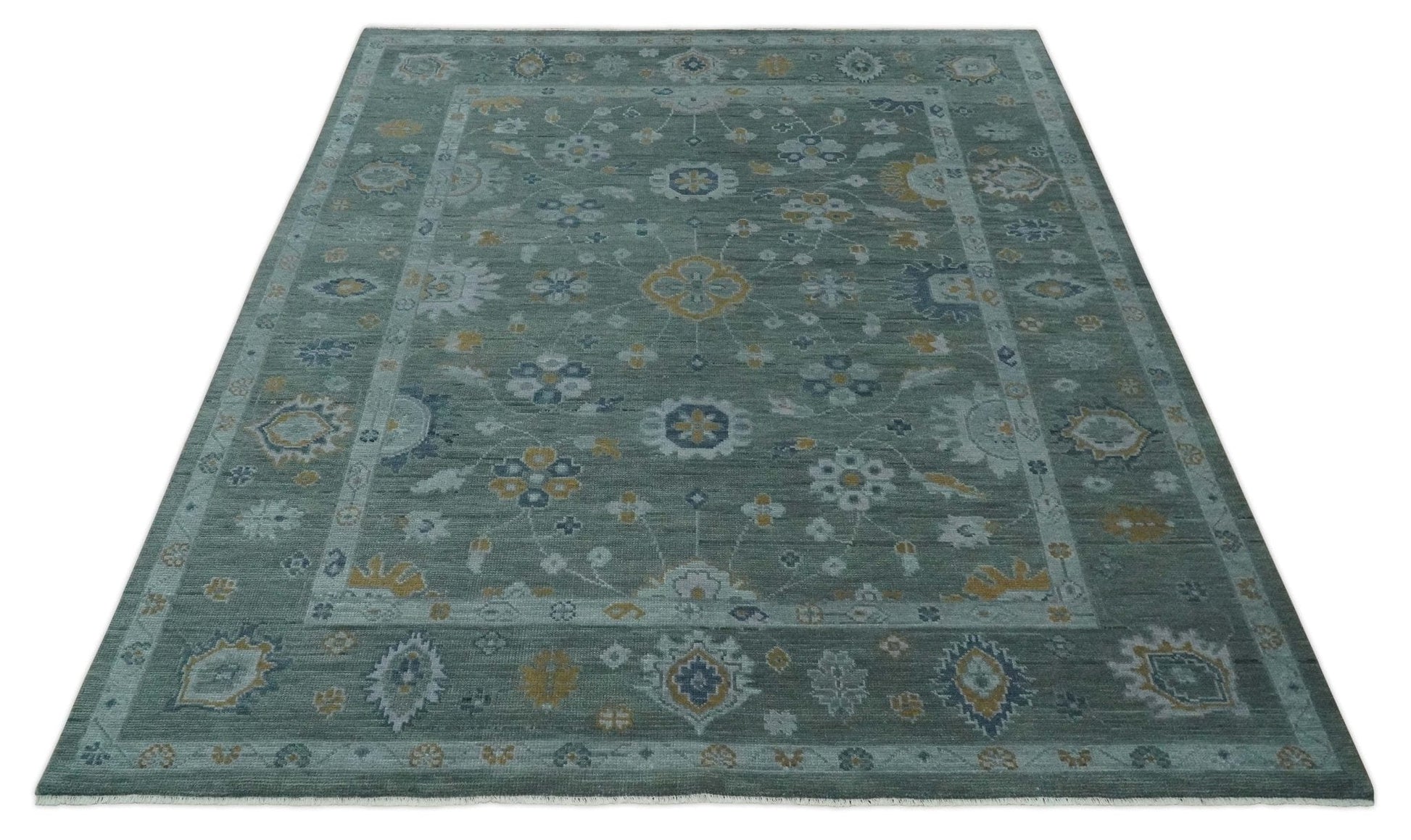 The Rug Decor Area Rug Antique Finish Gray Hand knotted Traditional Oushak Custom Made wool Area Rug Antique Finish Gray Hand knotted Traditional Oushak Custom Made wool Area Rug