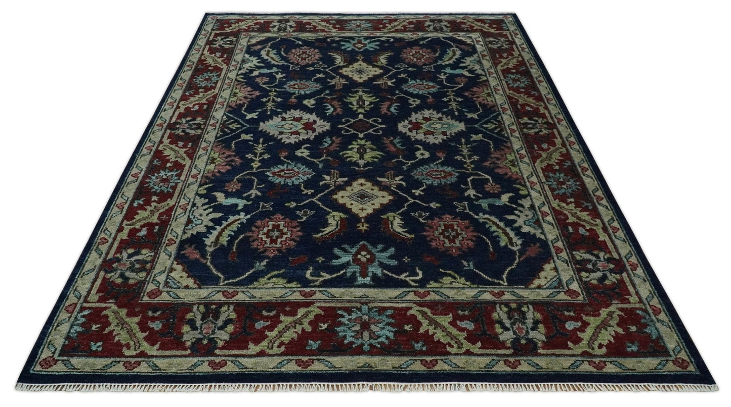 The Rug Decor Area Rug Antique Hand Knotted Blue, Beige and Rust Traditional Oriental Oushak Custom Made Wool Area Rug Antique Hand Knotted Blue, Beige and Rust Traditional Oriental Oushak Custom Made Wool Area Rug