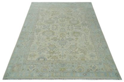 The Rug Decor Area Rug Antique look Beige and Gray Hand knotted Custom Made Oushak wool Area Rug Antique look Beige and Gray Hand knotted Custom Made Oushak wool Area Rug