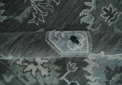 The Rug Decor Area Rug Antique look Charcoal, Ivory and Silver Hand knotted Traditional Oushak Custom Made wool Area Rug Antique look Charcoal, Ivory and Silver Hand knotted Traditional Oushak Custom Made wool Area Rug