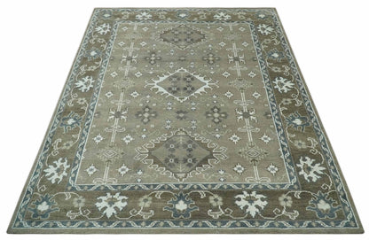 The Rug Decor Area Rug Antique look Grayish-Green and Ivory Hand Knotted Traditional Heriz Custom Made wool Area Rug Antique look Grayish-Green and Ivory Hand Knotted Traditional Heriz Custom Made wool Area Rug