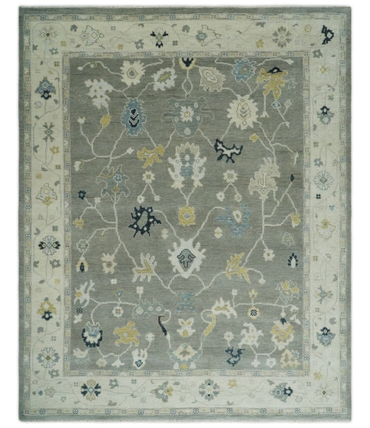 The Rug Decor Area Rug 8x10 Antique look Taupe Silver and Beige Traditional Oushak Custom Made Wool Area Rug Antique look Taupe Silver and Beige Traditional Oushak Custom Made Wool Area Rug