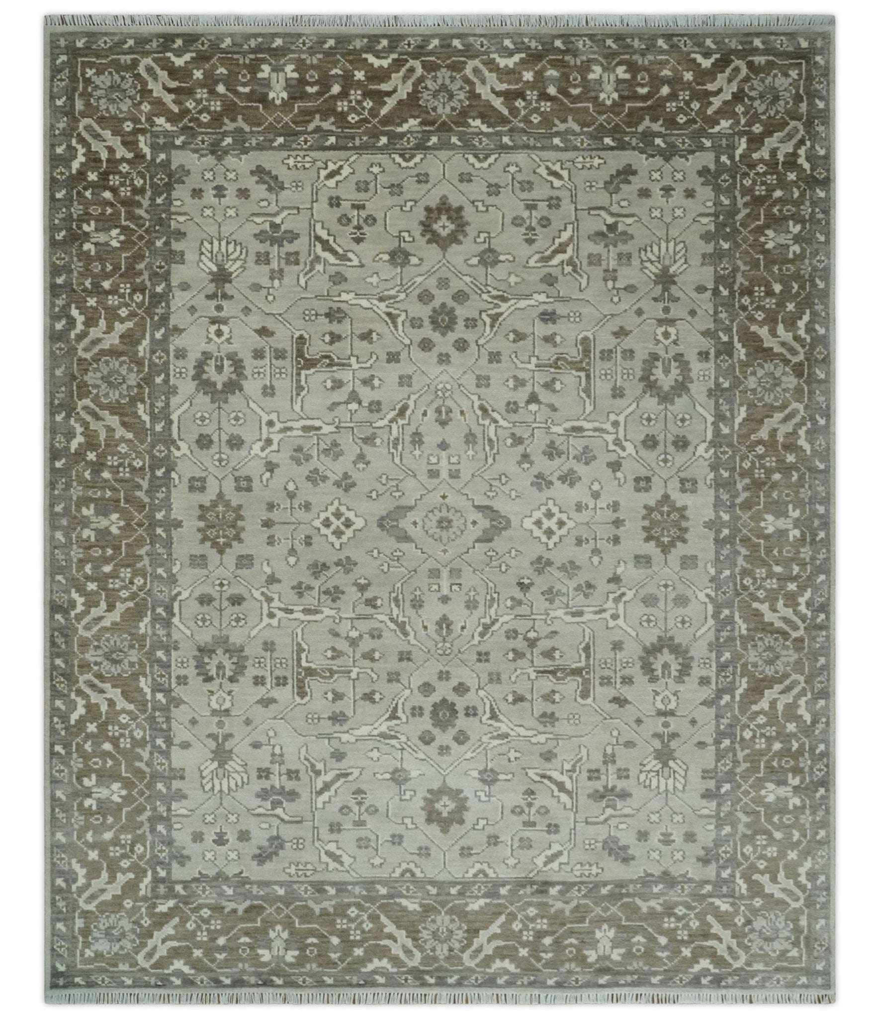 The Rug Decor Area Rug 8x10 Antique Style Custom Made Traditional Silver and Brown Oriental Oushak Wool Area Rug Antique Style Custom Made Traditional Silver and Brown Oriental Oushak Wool Area Rug