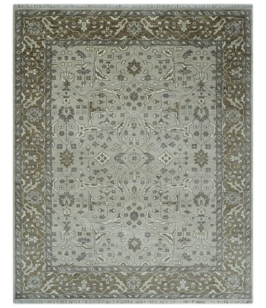 The Rug Decor Area Rug 8x10 Antique Style Custom Made Traditional Silver and Brown Oriental Oushak Wool Area Rug Antique Style Custom Made Traditional Silver and Brown Oriental Oushak Wool Area Rug