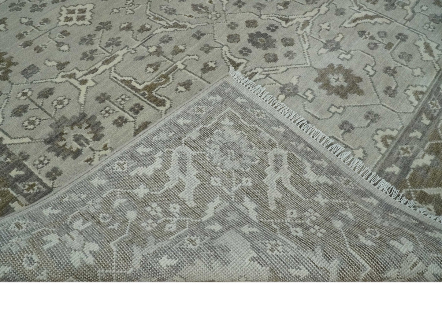 The Rug Decor Area Rug Antique Style Custom Made Traditional Silver and Brown Oriental Oushak Wool Area Rug Antique Style Custom Made Traditional Silver and Brown Oriental Oushak Wool Area Rug