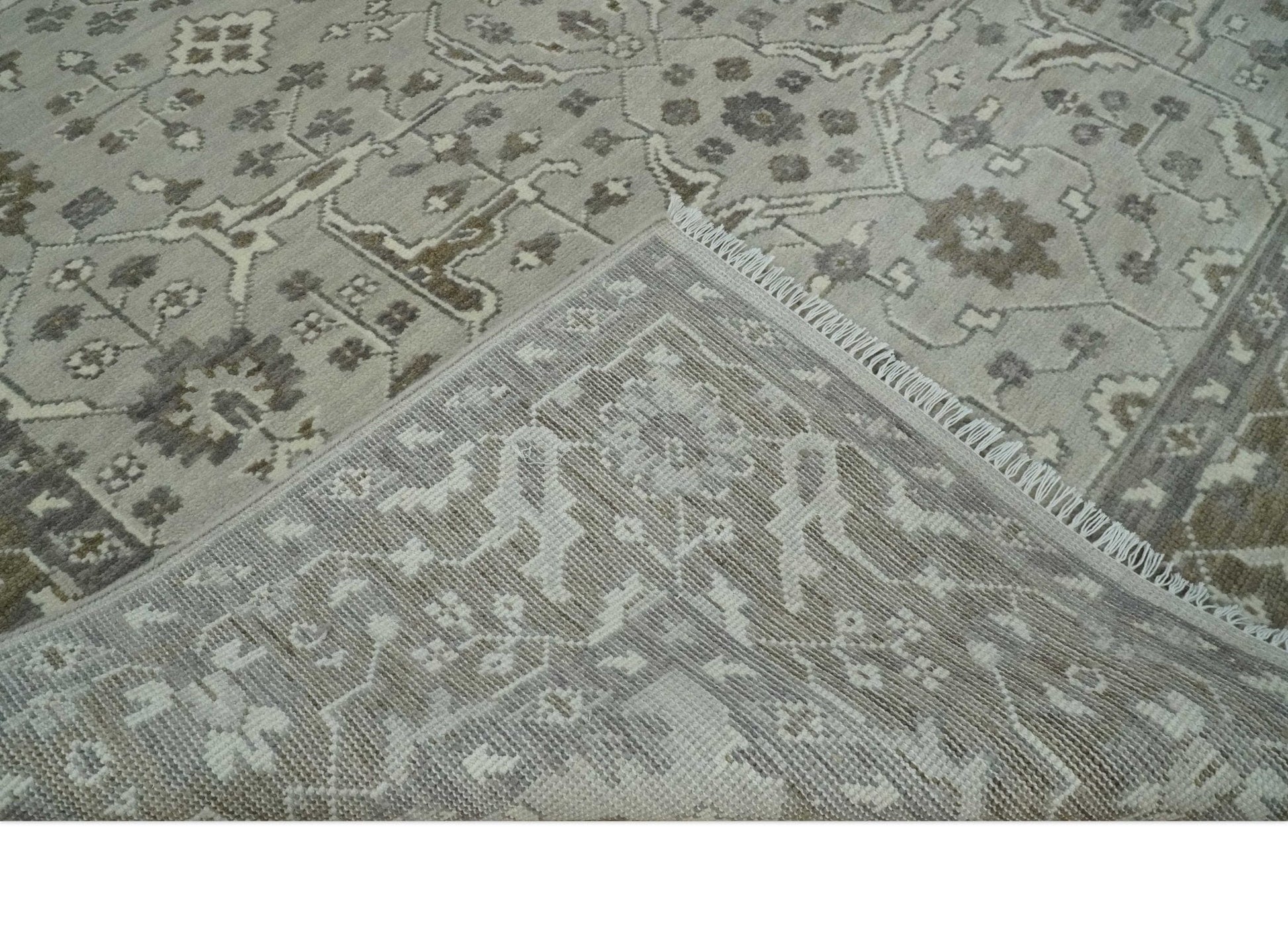 The Rug Decor Area Rug Antique Style Custom Made Traditional Silver and Brown Oriental Oushak Wool Area Rug Antique Style Custom Made Traditional Silver and Brown Oriental Oushak Wool Area Rug