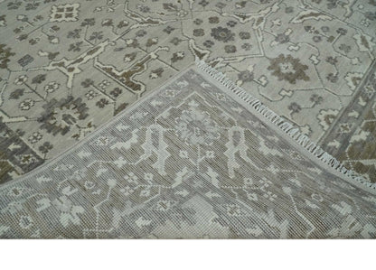 The Rug Decor Area Rug Antique Style Custom Made Traditional Silver and Brown Oriental Oushak Wool Area Rug Antique Style Custom Made Traditional Silver and Brown Oriental Oushak Wool Area Rug