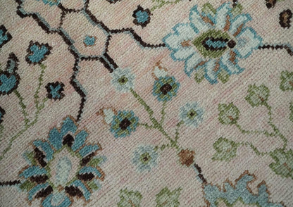 The Rug Decor Area Rug Antique Style floral Hand knotted Peach Pink and Green Custom Made Wool Area Rug Antique Style floral Hand knotted Peach Pink and Green Custom Made Wool Area Rug