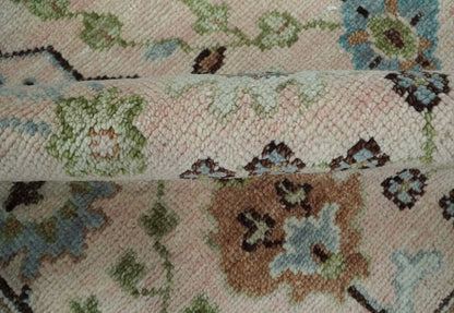 The Rug Decor Area Rug Antique Style floral Hand knotted Peach Pink and Green Custom Made Wool Area Rug Antique Style floral Hand knotted Peach Pink and Green Custom Made Wool Area Rug