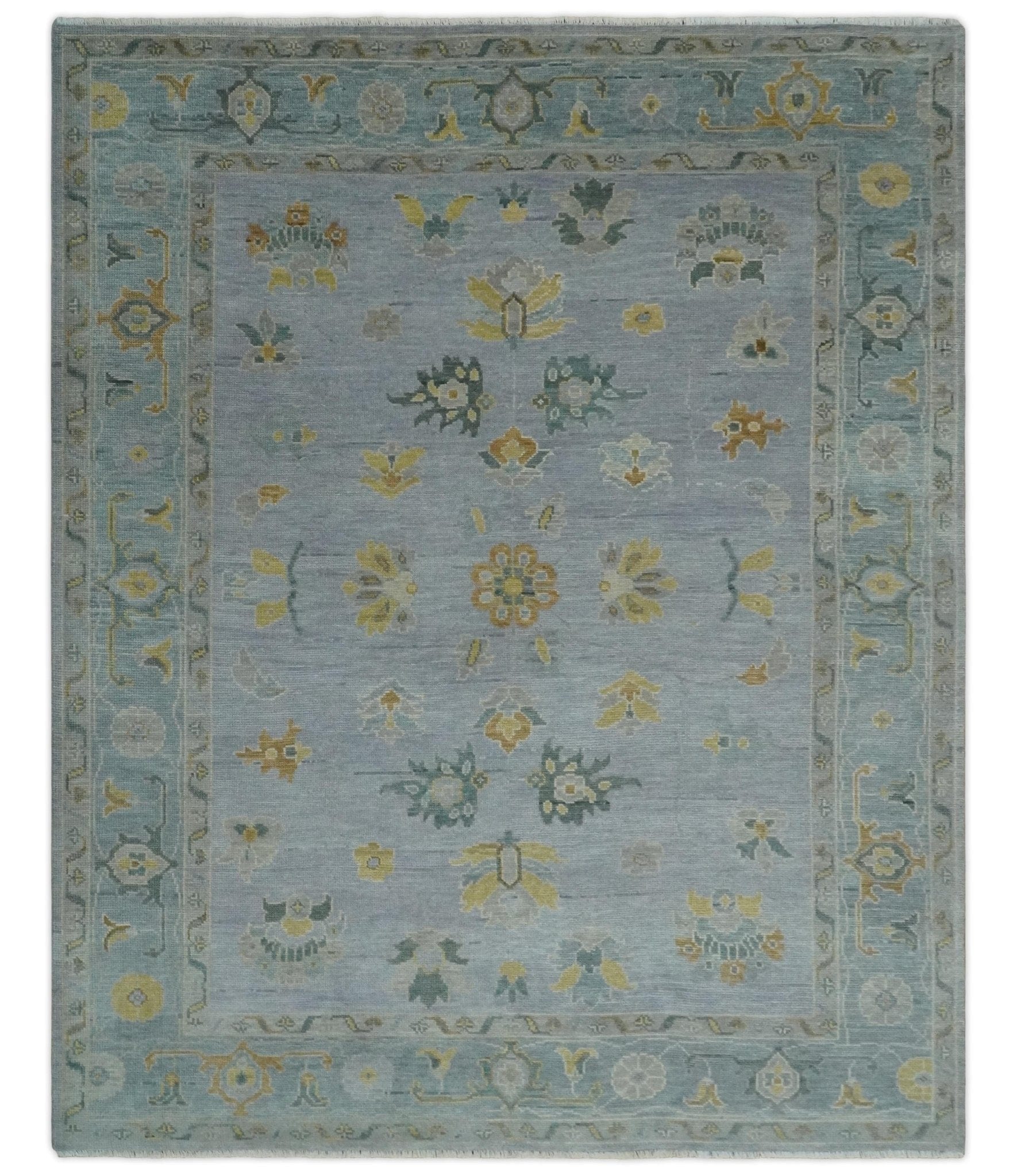 The Rug Decor Area Rug 8x10 Antique Style Silver and Gray Traditional Hand knotted Oushak Custom Made wool Rug Antique Style Silver and Gray Traditional Hand knotted Oushak Custom Made wool Rug