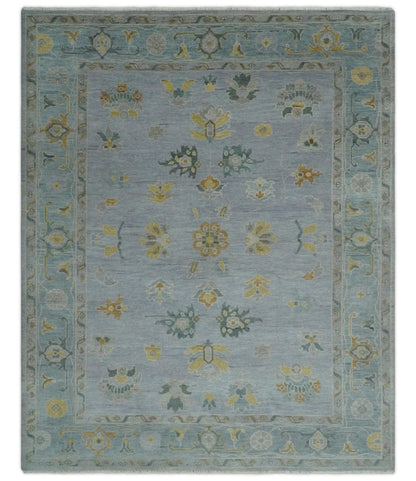 The Rug Decor Area Rug 8x10 Antique Style Silver and Gray Traditional Hand knotted Oushak Custom Made wool Rug Antique Style Silver and Gray Traditional Hand knotted Oushak Custom Made wool Rug