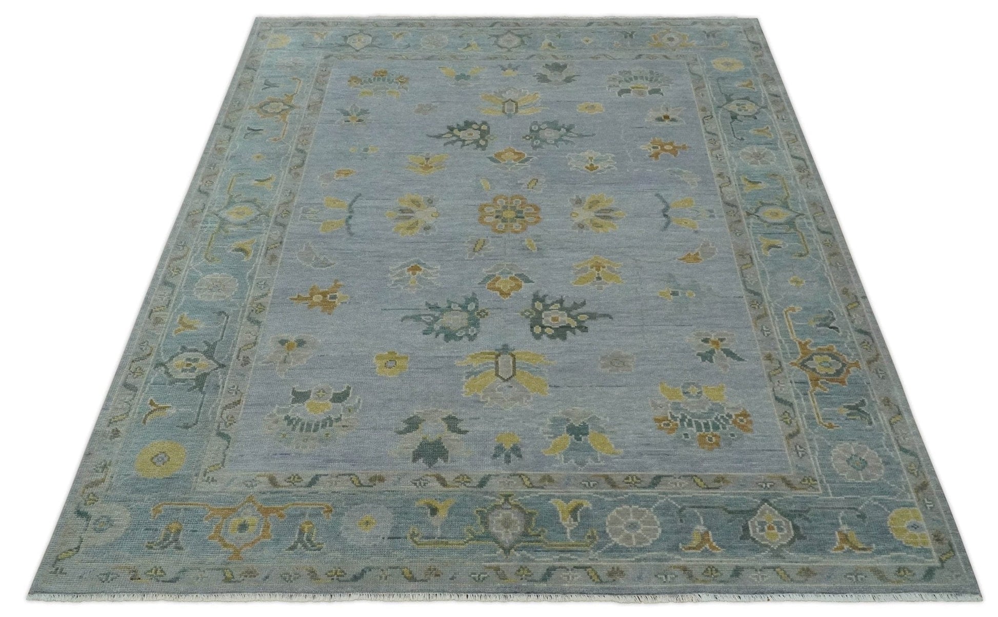 The Rug Decor Area Rug Antique Style Silver and Gray Traditional Hand knotted Oushak Custom Made wool Rug Antique Style Silver and Gray Traditional Hand knotted Oushak Custom Made wool Rug