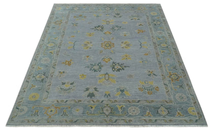 The Rug Decor Area Rug Antique Style Silver and Gray Traditional Hand knotted Oushak Custom Made wool Rug Antique Style Silver and Gray Traditional Hand knotted Oushak Custom Made wool Rug