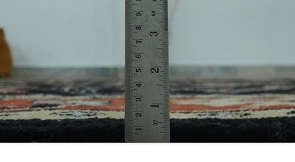 The Rug Decor Area Rug Black, Rust and Beige Traditional Oriental Hand Knotted Custom Made Wool Area Rug Black, Rust and Beige Traditional Oriental Hand Knotted Custom Made Wool Area Rug