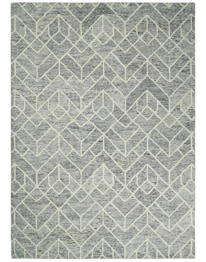 The Rug Decor Area Rug 8x11 Brown and Beige Hand Tufted Modern Geometric Wool Area Rug Brown and Beige Hand Tufted Modern Geometric Wool Area Rug