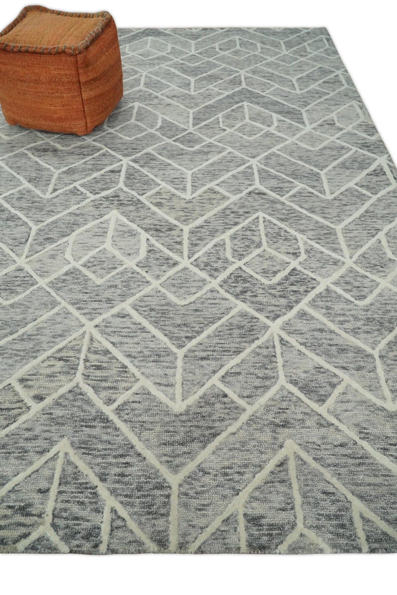 The Rug Decor Area Rug Brown and Beige Hand Tufted Modern Geometric Wool Area Rug Brown and Beige Hand Tufted Modern Geometric Wool Area Rug