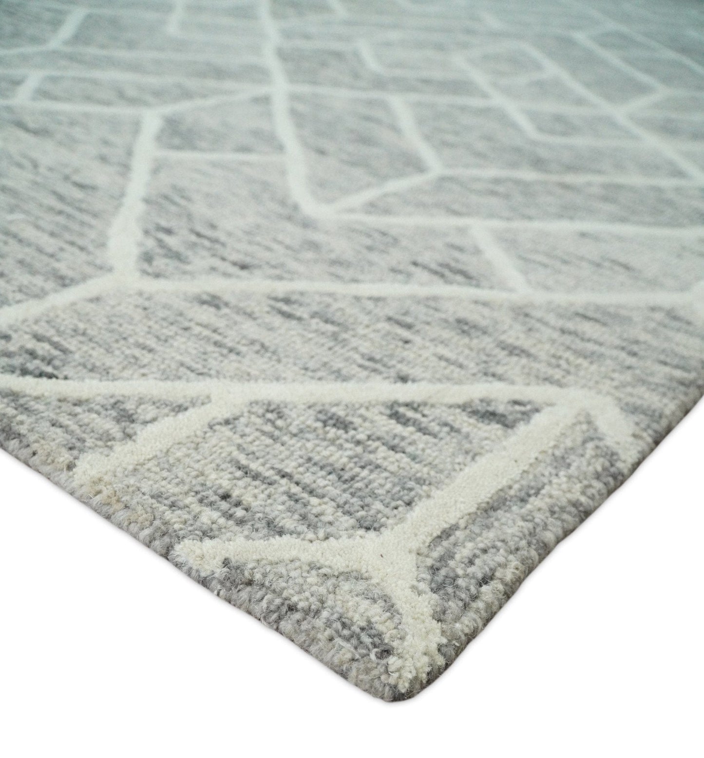 The Rug Decor Area Rug Brown and Beige Hand Tufted Modern Geometric Wool Area Rug Brown and Beige Hand Tufted Modern Geometric Wool Area Rug