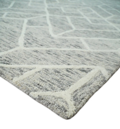 The Rug Decor Area Rug Brown and Beige Hand Tufted Modern Geometric Wool Area Rug Brown and Beige Hand Tufted Modern Geometric Wool Area Rug