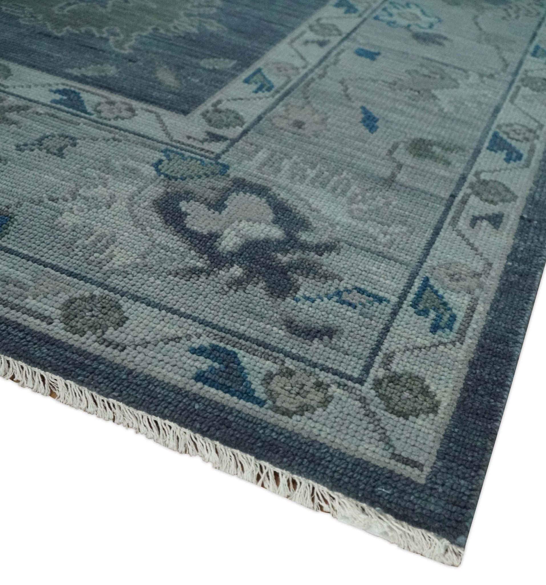 The Rug Decor Area Rug Charcoal and Silver Hand knotted Traditional Oushak Custom Made wool Area Rug Charcoal and Silver Hand knotted Traditional Oushak Custom Made wool Area Rug