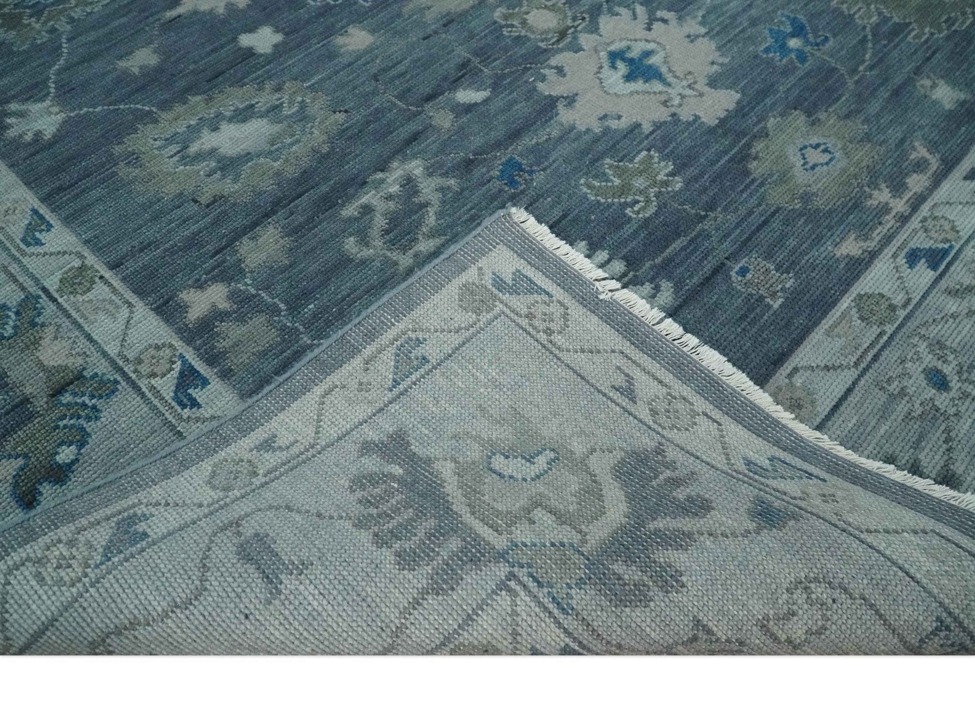 The Rug Decor Area Rug Charcoal and Silver Hand knotted Traditional Oushak Custom Made wool Area Rug Charcoal and Silver Hand knotted Traditional Oushak Custom Made wool Area Rug