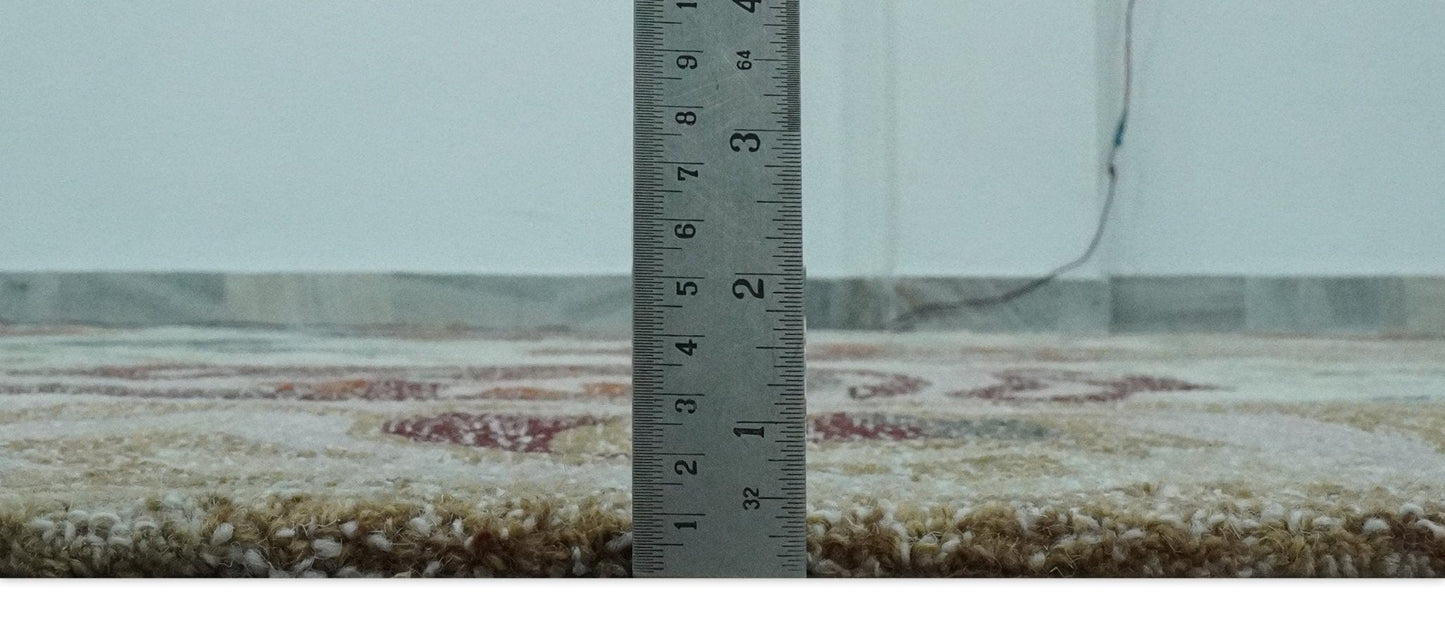 The Rug Decor Area Rug Colorful Ivory, Olive and Brown Floral Design Hand Tufted Custom Made wool Rug Colorful Ivory, Olive and Brown Floral Design Hand Tufted Custom Made wool Rug