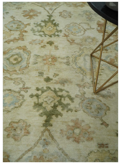 The Rug Decor Area Rug Custom Made Antique Finish Hand Knotted Beige and Silver Multi Size Oushak Wool Area Rug Custom Made Antique Finish Hand Knotted Beige and Silver Multi Size Oushak Wool Area Rug