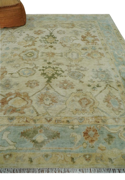 The Rug Decor Area Rug Custom Made Antique Finish Hand Knotted Beige and Silver Multi Size Oushak Wool Area Rug Custom Made Antique Finish Hand Knotted Beige and Silver Multi Size Oushak Wool Area Rug