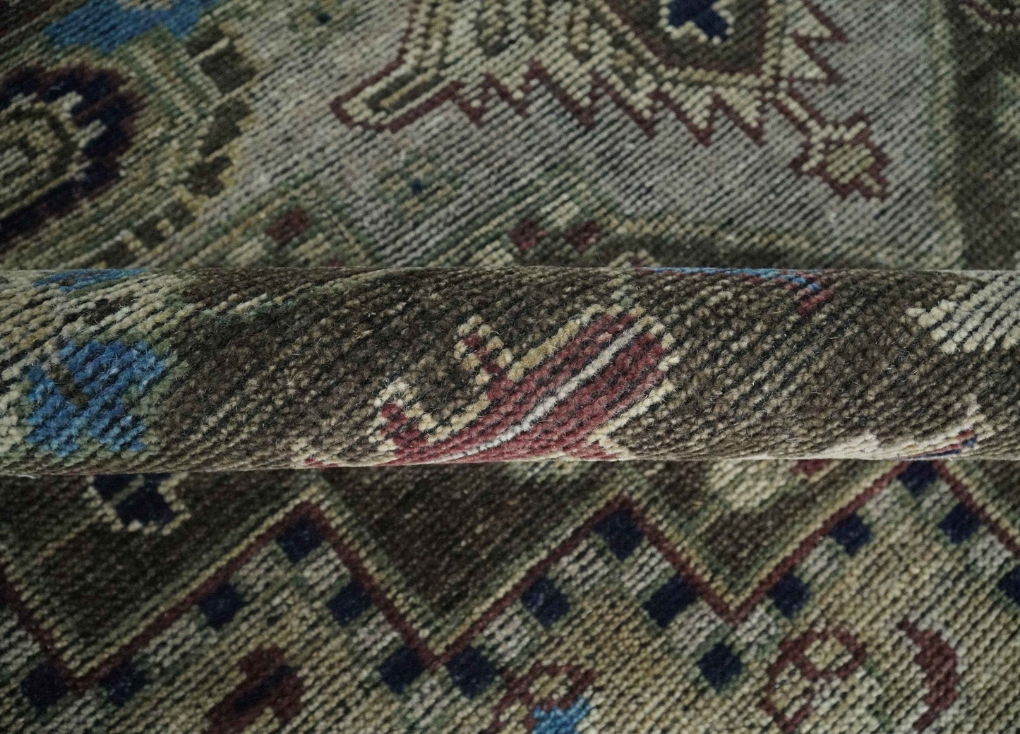 The Rug Decor Area Rug Custom Made Antique Style Brown, Beige and Blue Traditional wool Area Rug Custom Made Antique Style Brown, Beige and Blue Traditional wool Area Rug