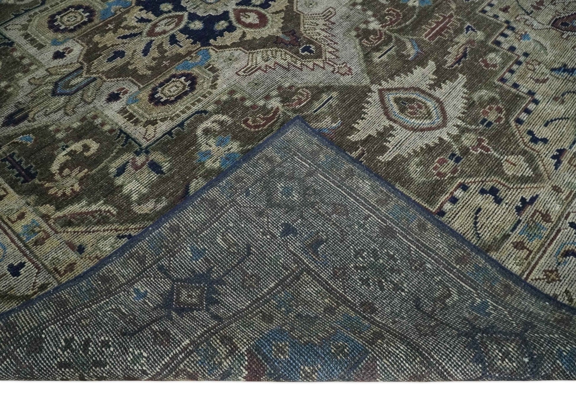 The Rug Decor Area Rug Custom Made Antique Style Brown, Beige and Blue Traditional wool Area Rug Custom Made Antique Style Brown, Beige and Blue Traditional wool Area Rug