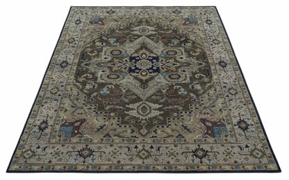 The Rug Decor Area Rug Custom Made Antique Style Brown, Beige and Blue Traditional wool Area Rug Custom Made Antique Style Brown, Beige and Blue Traditional wool Area Rug