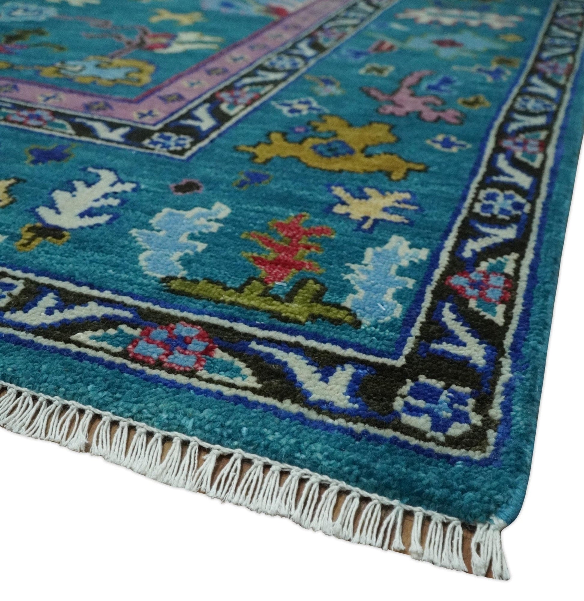 The Rug Decor Area Rug Custom Made Antique Style Hand Knotted Teal and Purple Traditional Oushak Multi Size Wool Rug Custom Made Antique Style Hand Knotted Teal and Purple Traditional Oushak Multi Size Wool Rug